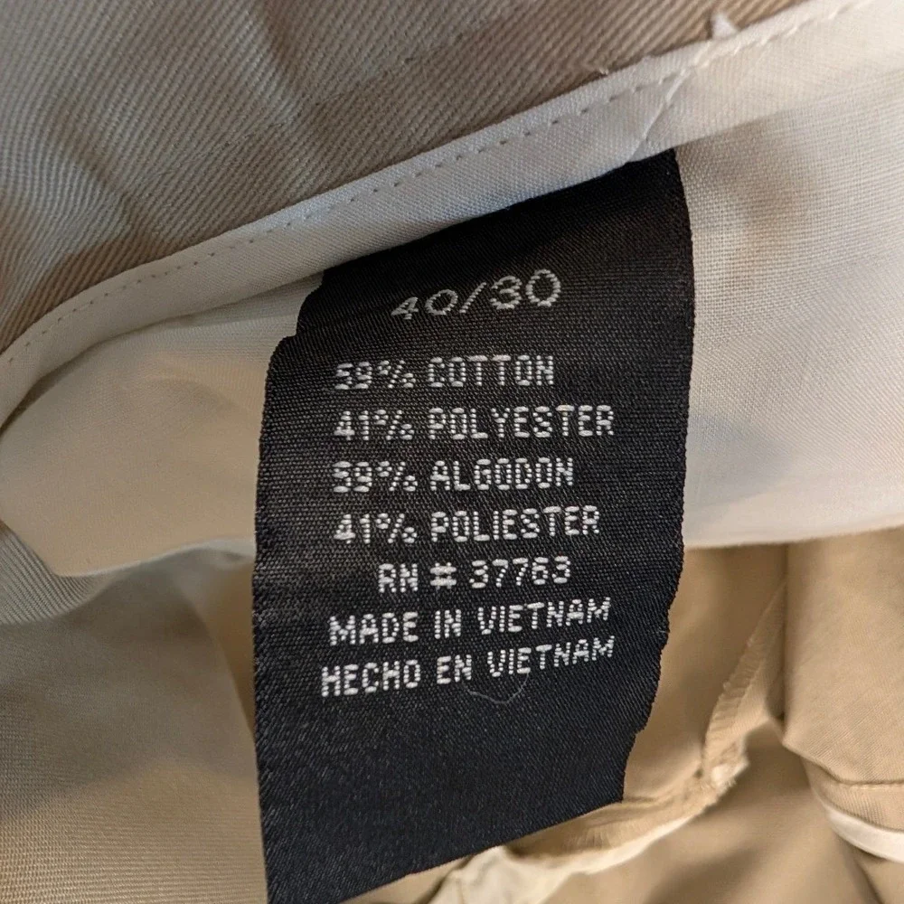 Perry Ellis Portfolio Mens 40x30 Pleated Cuffed Dress Khaki Pants Tan Beige NEW